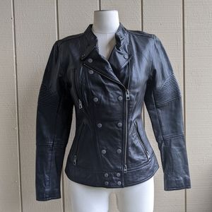 Harley-Davidson Women's Double-Breasted Black Leather Jacket